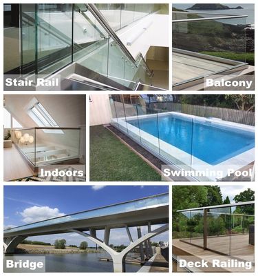 U Channel Frameless Aluminum Glass Fence Glass Deck Railing Gate