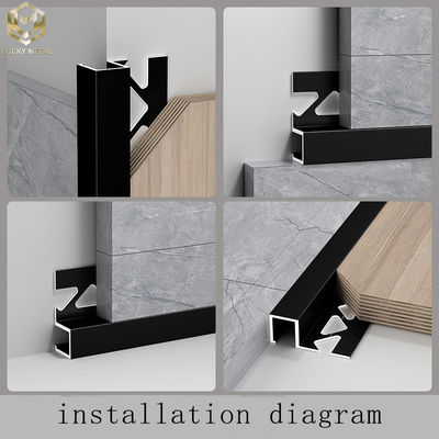 Ceramic Tile Aluminium Edge Trim Profiles Extrusion Sections For Floor And Wall