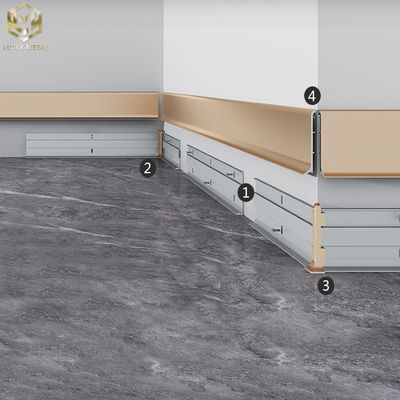 Brushed Metal Aluminium Skirting Trim Baseboards Extrusion Profile