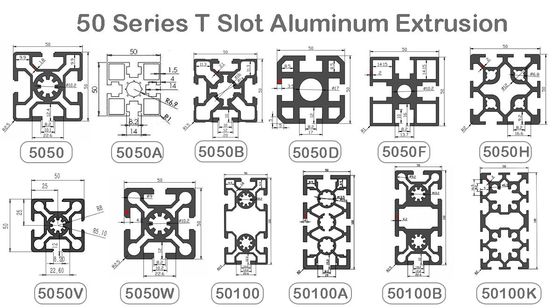 Industrial Extruded Aluminum T Slot Profile Frame 50 Series 80 20