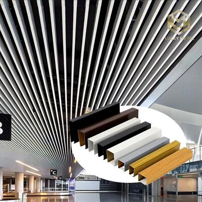 Aluminum Square Ceiling Profile Wood Grain Modern Simple Design Spray Paint Finish Soundproof Ceiling Grid for Airports Shopping