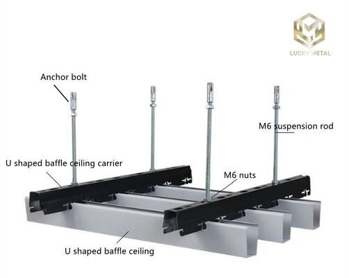 OEM Suspended Metal Wood Aluminum Baffle Ceiling Tiles For Office Buildings