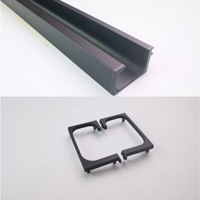 Black U Channel Aluminium Kitchen Cabinet Profile with End Caps