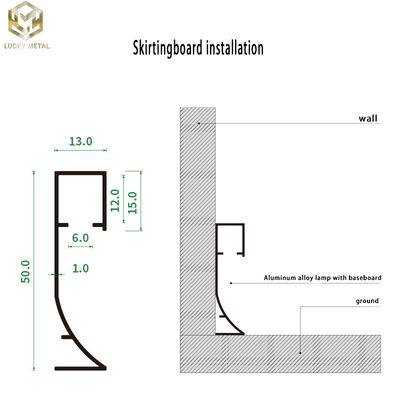 Interlocking Design Aluminum Skirting Board 3 Colors For Residential Flooring