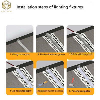 Extruded Plasterboard Aluminium Led Strip Profile For Modern Lighting 16mm