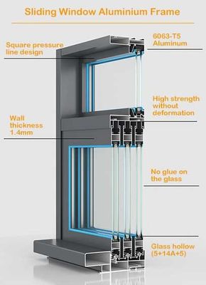 Customized Aluminum Profile Door Frame Extrusions For Sliding Window