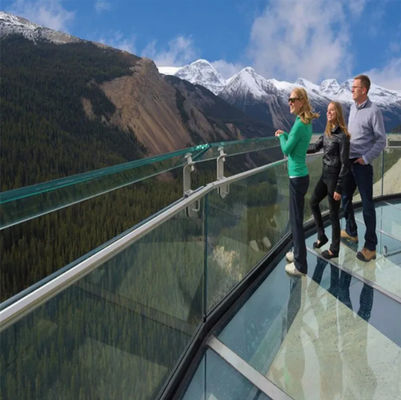 ​Brushed Aluminum Frameless Glass Fence With Handrail Customized Thickness 8-16mm For Coastal Decks