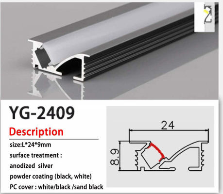Anodized 6063-T5 Aluminium LED Channel With Diffuser Cover