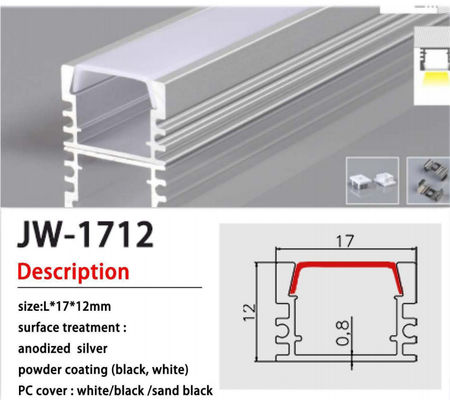 Anodized 6063-T5 Aluminium LED Channel With Diffuser Cover
