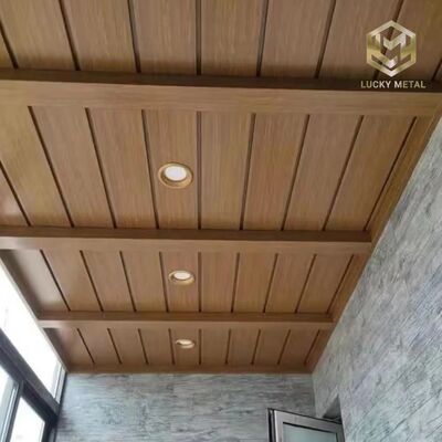 American Style Wood-Grain Aluminum Gusset Plates | Integrated Ceiling for Kitchen/Balcony Bathroom with Grid Tile Design