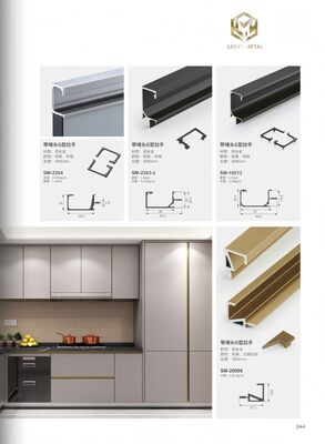 Profile de aluminio Cuadro de la puerta del gabinete de cocina marco de borde con longitud personalizada